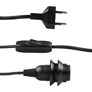 Connection cables with plug and cord switch and lampholder